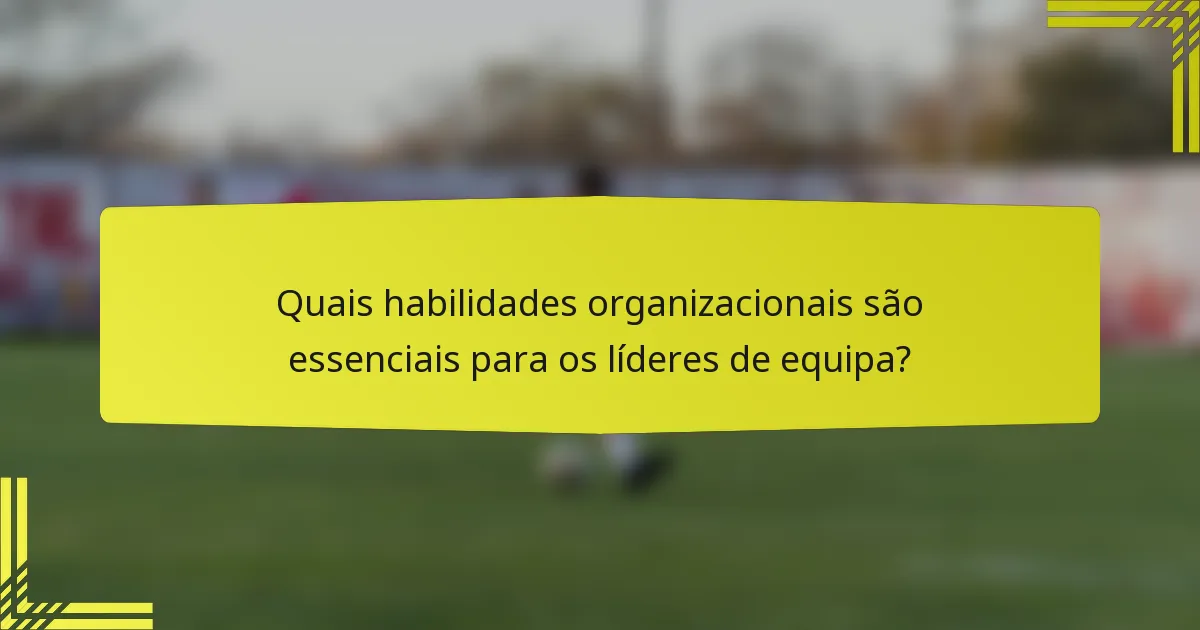 Quais habilidades organizacionais são essenciais para os líderes de equipa?
